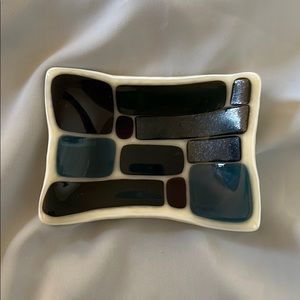 💕Artisinal Hand Blown Art Deco Glass Trinket Dish💕